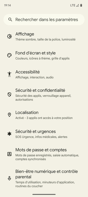 Faites défiler et sélectionnez Localisation