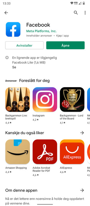 Velg Åpne