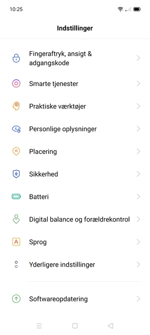 Scroll til og vælg Sikkerhed