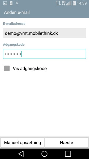Indtast din E-mailadresse og din Adgangskode. Vælg Næste