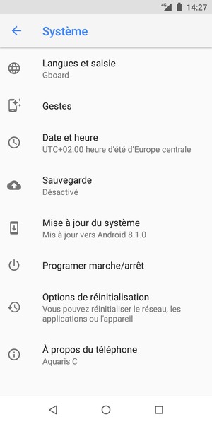 Sélectionnez Sauvegarde