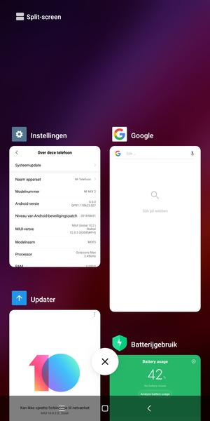 Selecteer het Verwijderen-pictogram om actieve apps te sluiten