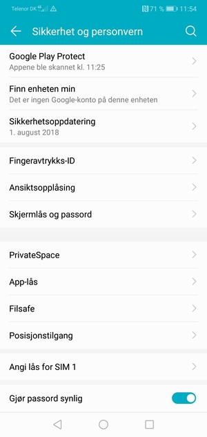 Velg Angi lås for SIM