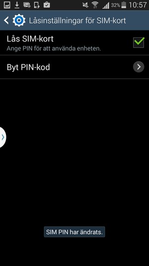 Ditt SIM PIN har bytts
