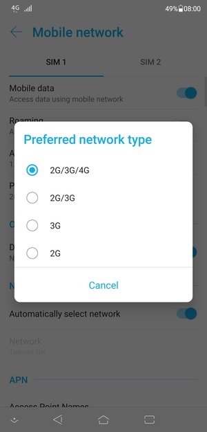 Select your preferred option