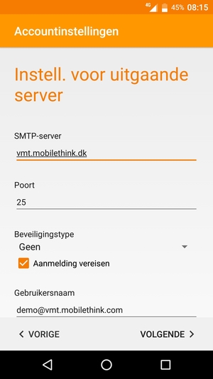 Voer Uitgaand serveradres in
