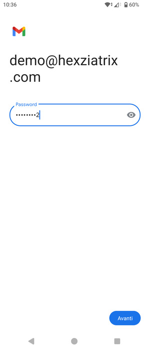 Inserisci la tua password e seleziona Avanti
