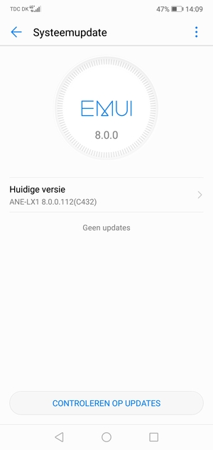 Als uw telefoon up-to-date is, zult u het volgende scherm zien