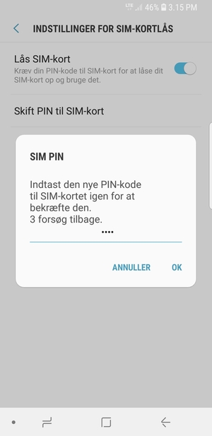 Bekræft din nye PIN-kode og vælg OK