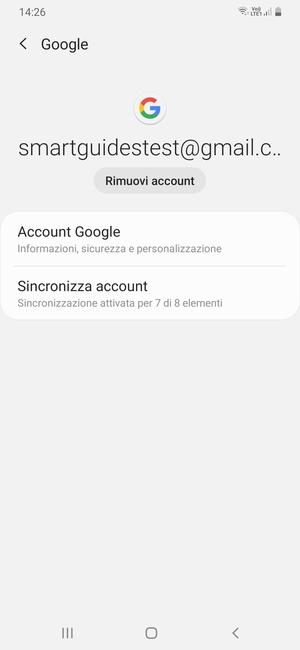 Seleziona Sincronizza account