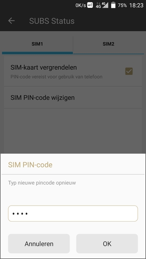 Bevestig uw nieuwe pincode en selecteer OK