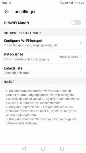 Vælg Konfigurer Wi-Fi-hotspot