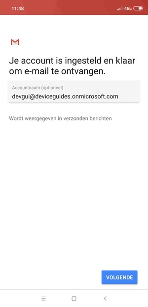 Geef uw account een naam en selecteer VOLGENDE