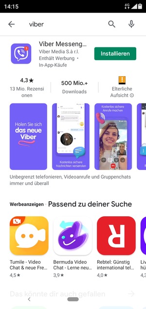 Wählen Sie die App