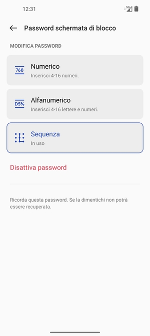Il tuo telefono è ora protetto dal blocco schermo