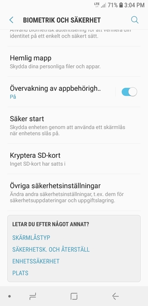 Scrolla till och välj Övriga säkerhetsinställningar