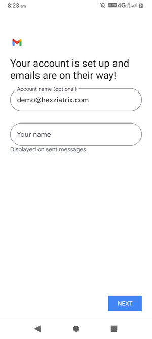 Give your account a name and enter your name. Select NEXT