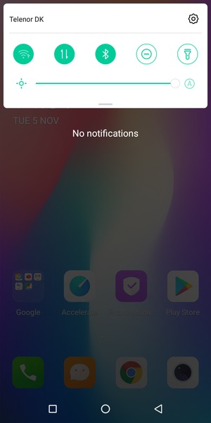 Slide down the top menu again