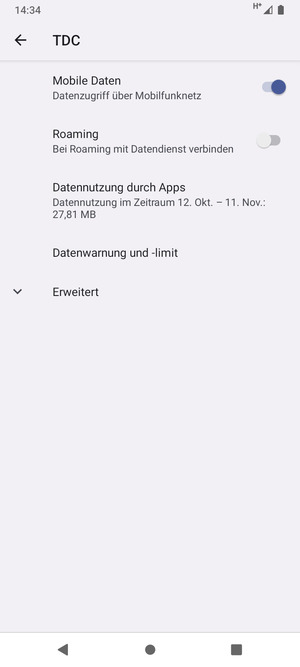 Wählen Sie Erweitert
