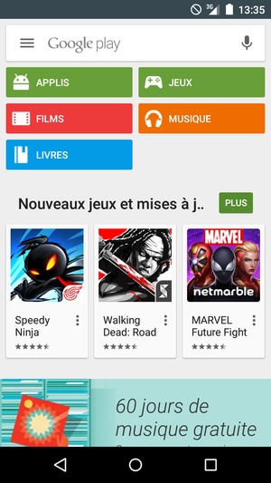 Sélectionnez la barre de Recherche