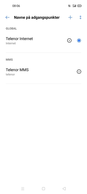 Vælg internetadgangspunktet