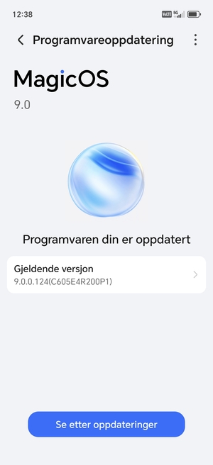 Hvis telefonen din er oppdatert, vil du se følgende skjermbilde