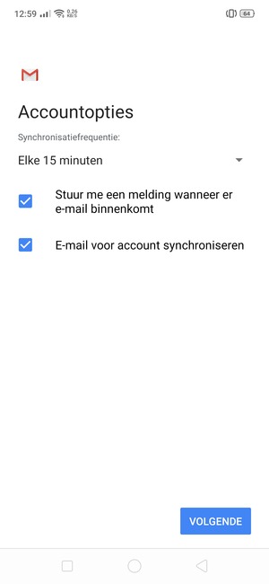Selecteer VOLGENDE