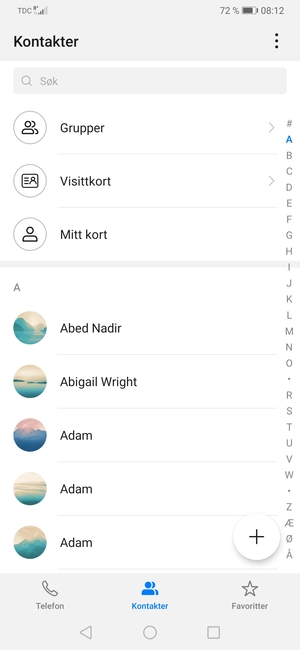 Velg menyknappen