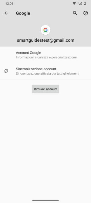 Seleziona Sincronizzazione account