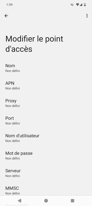 Saisissez les informations Internet