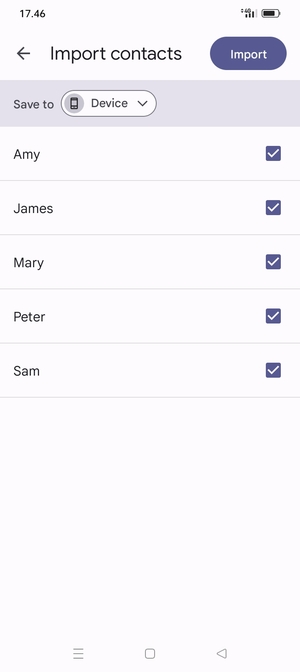 Select the v button
