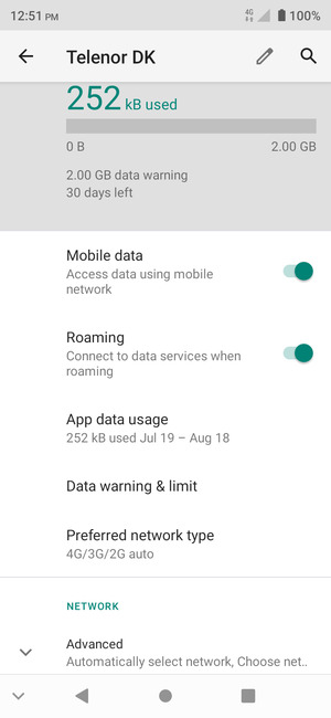 Turn Roaming on or off