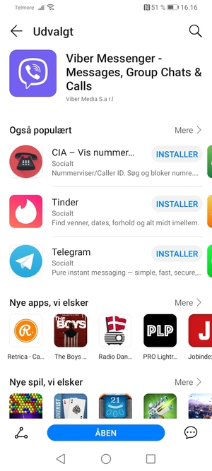 Vælg ÅBEN