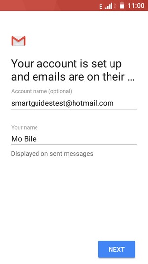 Give your account a name and enter your name. Select NEXT