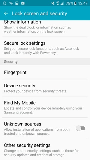 Scroll to and select Other security settings