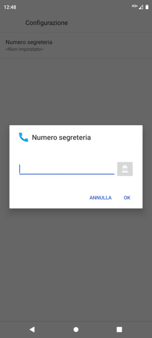 Inserisci Numero segreteria e seleziona OK