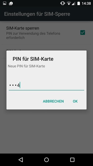 Geben Sie Ihre Neue PIN für SIM-Karte ein und wählen Sie OK