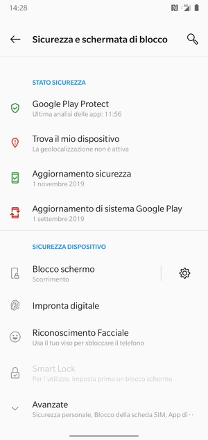 Scorri e seleziona Avanzate