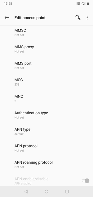 Scroll down and enter MMS information