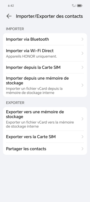 Sélectionnez Importer depuis la Carte SIM