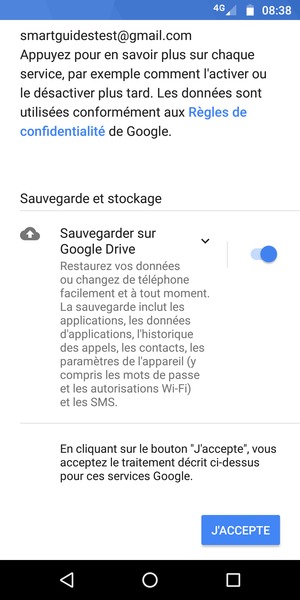 Sélectionnez J'ACCEPTE