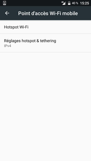 Sélectionnez  Hotspot Wi-Fi
