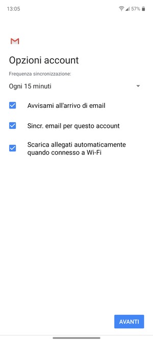 Seleziona AVANTI