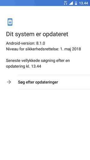 Hvis din telefon er opdateret, vil du se følgende skærmbillede