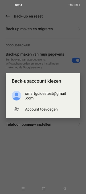 Selecteer uw back-up-account