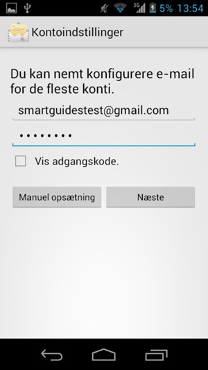 Indtast din e-mailadresse og adgangskode. Vælg Næste