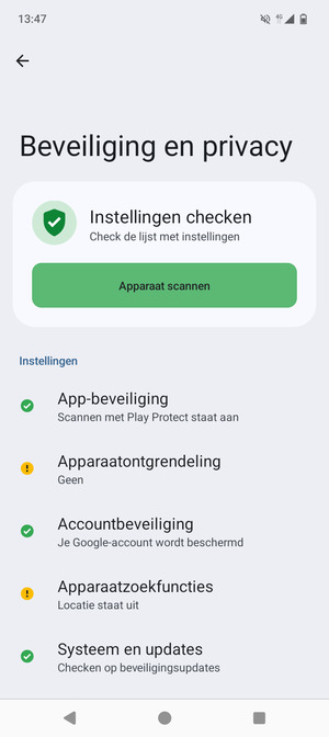 Om uw schermvergrendeling te activeren, ga naar het Beveiliging en privacy-menu en selecteer Apparaatontgrendeling