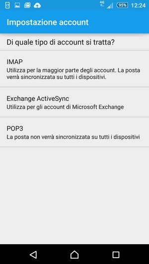 Seleziona IMAP o POP3