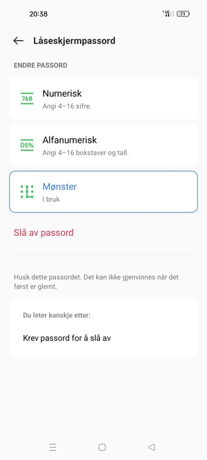 Telefonen din er nå sikret med en skjermlås