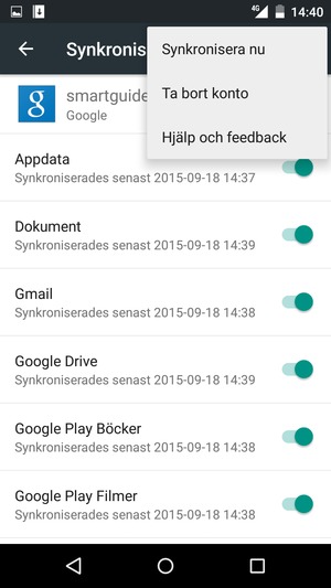Välj Synkronisera nu